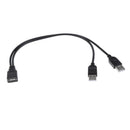 30cm USB-A Female to 2Port USB Male Y-Splitter Extension Adapter Cable