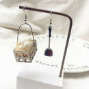 Fashion Women Asymmetric Fried Egg Pan Shovel Drop Dangle Earrings Jewelry G Gw