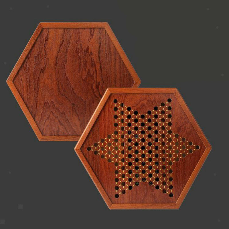 Classic Wooden Chinese Checkers Glass Beads Family Fun Collection Multiplayer