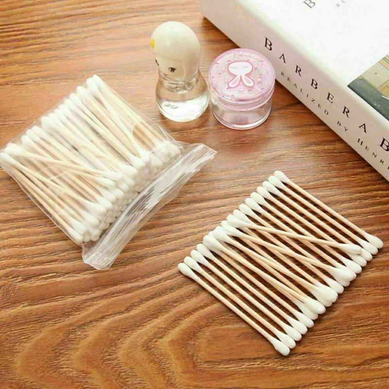100 Pc Cotton Swab Applicator Q-tip Swabs 8cm Extra Wood E2E3 Long S7D9 O3S1