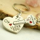Hot NEW Key Heart Keyring Set Keychain Ring Stone Mandrel Valentines Gift 1 Pair