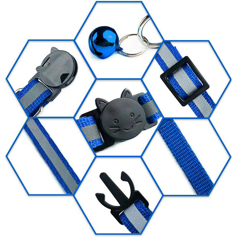 12x Pet Cat Kitten Collar Adjustable Safety Reflective Ring Necklace Strap