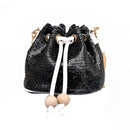 Women Bag With Sequins Bucket Bag Crossbody Bags For Women Fashion PU Leath