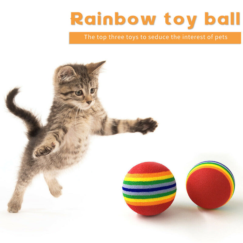 Pet Chewing Toys for Small Cat Dog EVA Scratching Rainbow Ball (10pcs M)