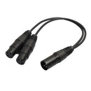2X XLR Y-Splitter Cable, 3Pin Male Plug To Dual Female Microphone Cable 1ft