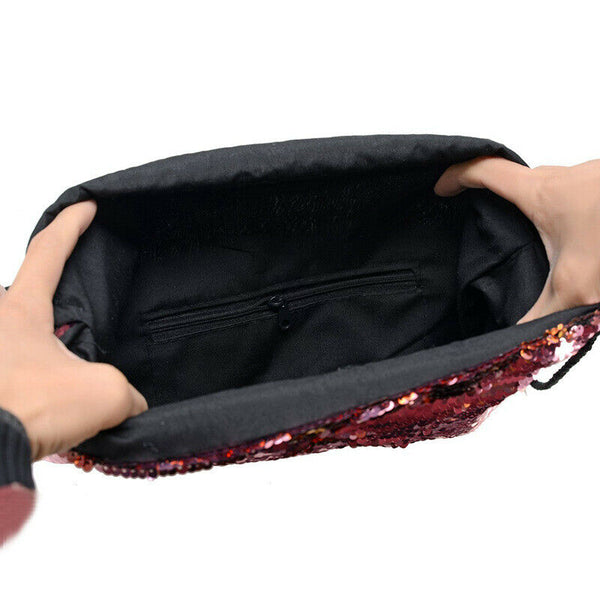 Reversible Sequins Bag twinkling Fashion Backpack Drawstring Backpack Packs U7R4