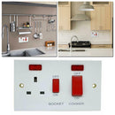 1pc 45 Amp Cooker Switch With Neon Indicator & 13 Amp Plug Socket New
