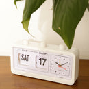 High Quality Flip Alarm Clock Desktop Beside Clock with Calendar -White