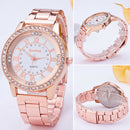 Women Crystal Rhinestone Stainless Steel Analog Quartz Wristwatch Rosegold