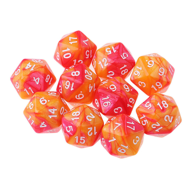 10pcs/set 20 Sided D20 Dice for TRPG Game   Orange Red