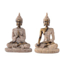 2 Pieces Sandstone Meditation Buddha Statue Hand Carved Wealth Artist Luck Hindu