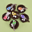 Garden Ornament Simulation Bird Nest Set Rattan Craft + Artificial Bird + EgA3C