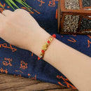 Hand-woven Red Rope Bracelet with Golden Pi Xiu Beauty Charms Pendant Delic J6O5
