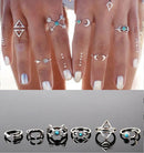 Wholesale 6 Pcs Turquoise Arrow Moon Statement Midi Rings Set Women Jewelry