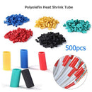 500pcs Polyolefin Heat Shrink Tube Insulated Shrinkable Wrap Cable Sleeve A