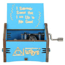 Retro Wooden Blue Hand Cranked Music Box Kid Child Birthday Gift Home Decor
