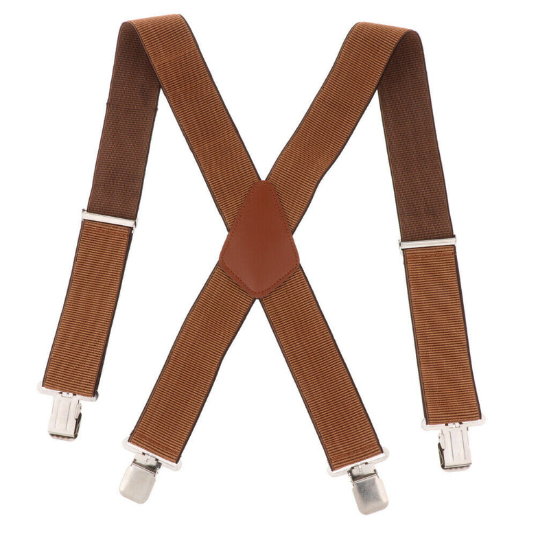 Heavy Duty Clip Suspenders, Mens Adjustable X Back Straps with Non Slip Clips