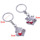 2Pcs Novelty Fashion Crown Love Heart Keyring Couple Keychain Key Ring Gift BX