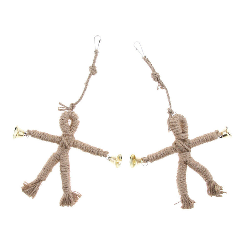 2Pcs Bird Toys Natural Rope Scarecrows Cage Swing Parrot Foraging Chew Shredder