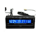 4 In 1 Digital Car Voltage Alarm Clock with Indoor/ Outdoor Thermometer and LCD