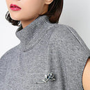 Blue Crystal Brooch Womens Classy Rose Flower Brooch Pin