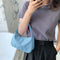 Nylon Casual Women Handbag Tote Female Solid Underarm Shoulder Bag (Blue)