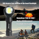 Skywolfeye LED Flashlight T6 COB 360 Degree Rotation Torch with Battery
