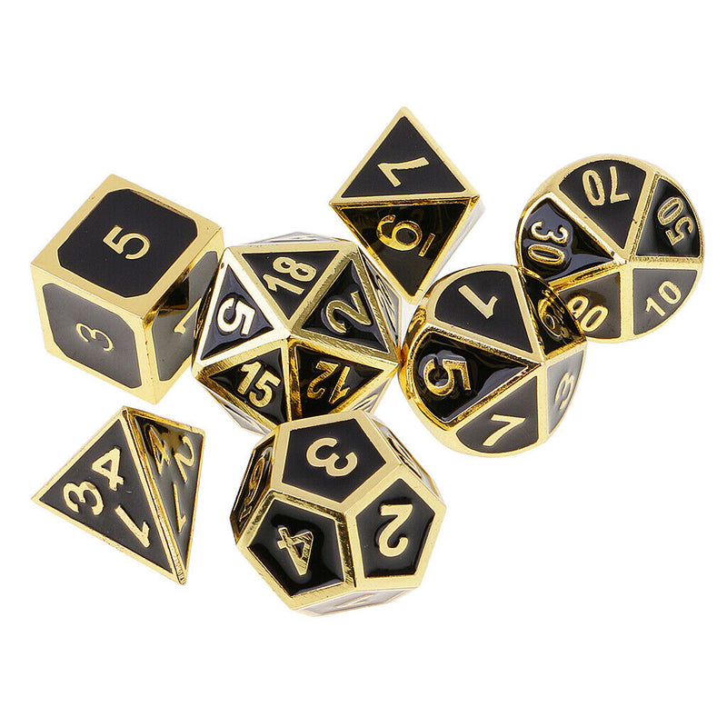 Set of 7 Zinc Alloy Enamel Polyhedral Sided D4-D20 Dice for Board Card Game