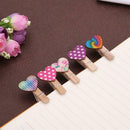 50pcs Love Heart Small Wooden Clothespin Craft Clips DIY Photo Cards Peg