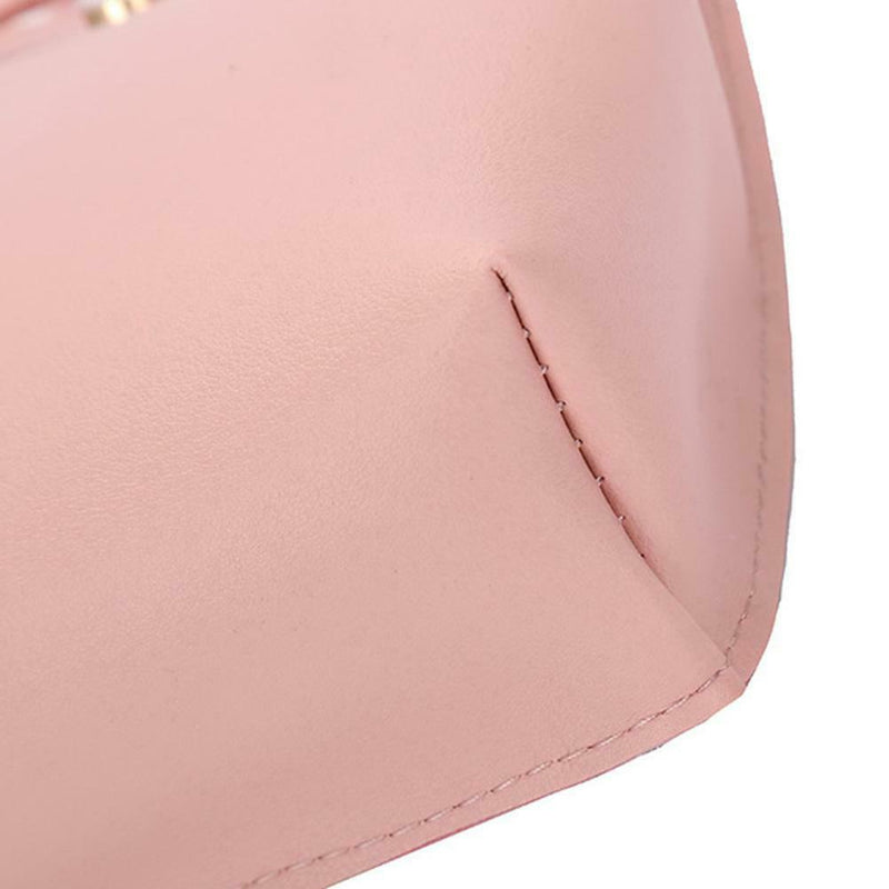 Women Leather Shoulder Bucket Bag Deer Pendant Handbag Messenger Bag(Pink)