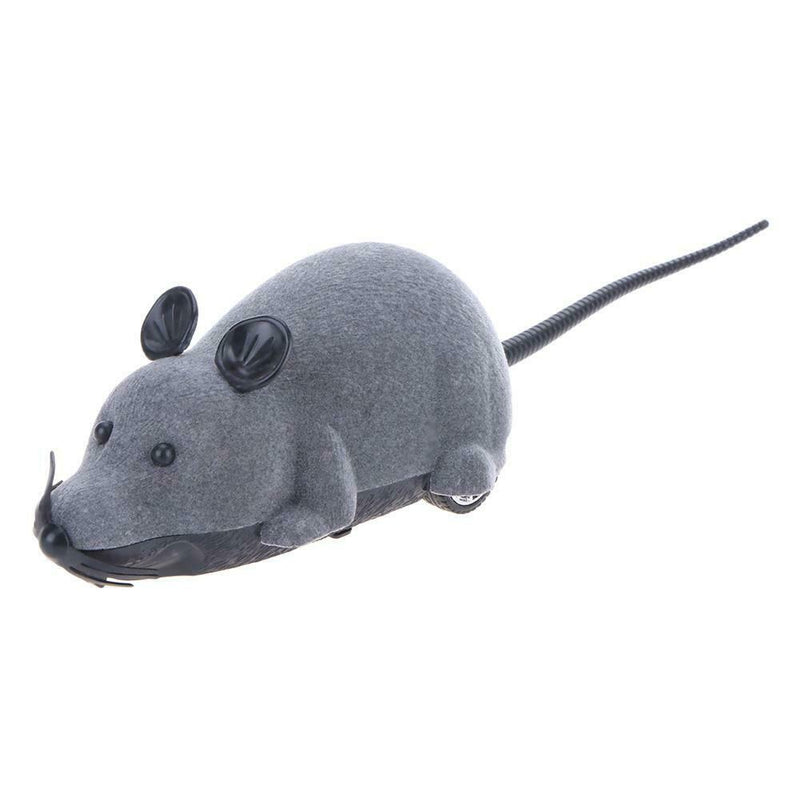 Wireless Electric RC Flocking Rat Toys Pet Cat Remote Control Mouse (Grey) A