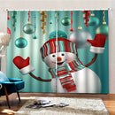 Lovely Xmas Snowman Waterproof Living Room Bedroom Window Drapes 2 Panel Set