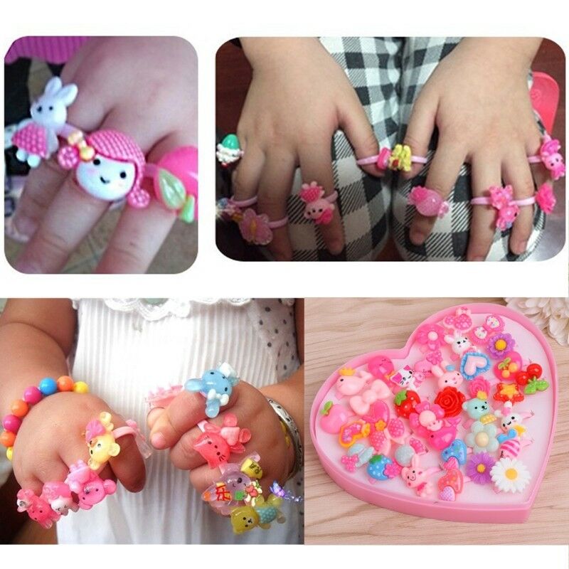 Little Kid Cartoon Finger Ring Set 1 Box of 36Pcs For Girl Birthday Party Supply