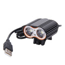 8000LM USB 2XCREE XM-L T6 LED Head Lamp Light Bicycle Headlight (Black)