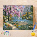 DIY Painting by Numbers Romantic Creek Oil Painting on Canvas Home Decor