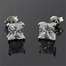Clear Cubic Zirconia Earrings Stud for Sensitive Ears, Square Hypoallergenic