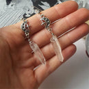 Clear Quartz Crystal Quartz Moon Stone Earrings Drop Dangle Gothic Jewelry Gift