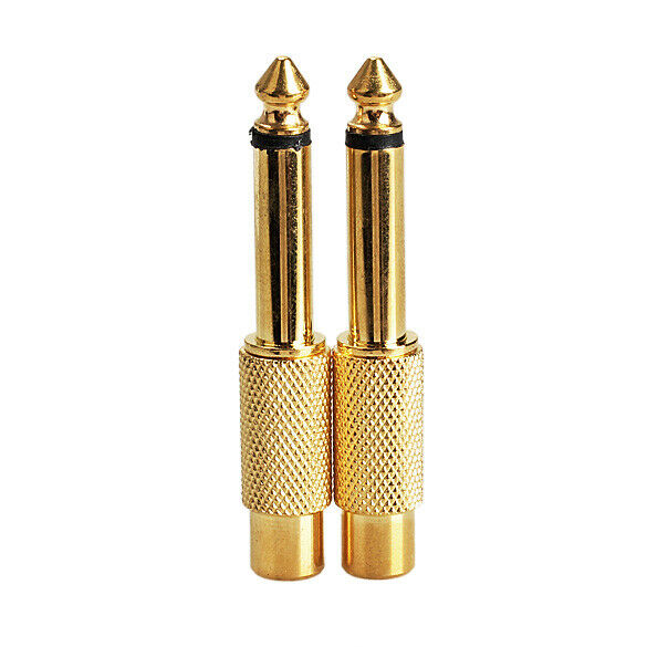 2pcs 6.35mm 1/4inch Male Mono Plug To RCA Female Audio Adapter Connector A