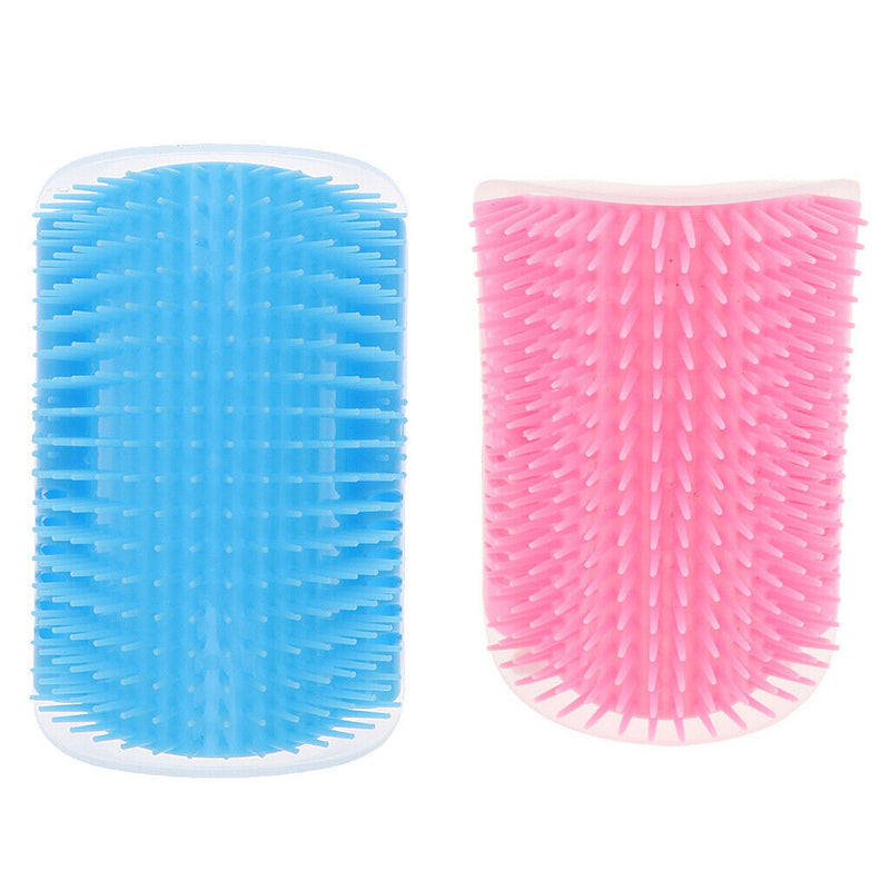 2x Pet Cat Wall Corner Grooming Massage Self Groomer Brush Tool Pink Skyblue
