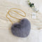 Heart Shaped Messenger Bag Women Girl Plush Shoulder Handbag (Dark Grey)
