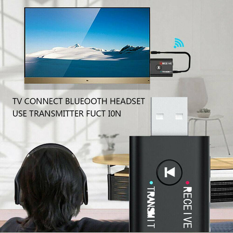 1*3.5mm USB Bluetooth 5.0 Audio Transmitter Receiver Adapter for TV PC Car AUX