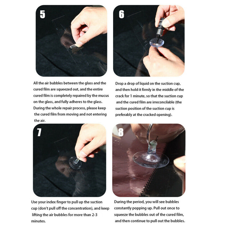 Car Windows Glass Repair Liquid Gloves Auto Cracked Scratch Fluid (2 Set)