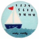 Round Milestone Blanket, Newborn Baby Milestone Blanket - Boy Baby Shower G