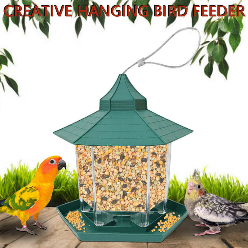 2020 Bird Feeder Hanging for Garden Yard Decoration Hexagon Shaped With Roof