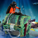 Frogman Diver Treasure Chest Shaped Action Air Ornament Fish Tank Aquarium Decor