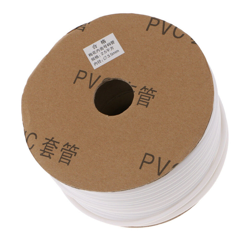 Inner Dia.3.5mm/0.14" Wire Marking PVC Tube Sleeve Cable Marker 90m White