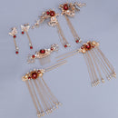 Chinese Traditional Wedding Comb Hair Stick Earring Set for Costume Drama