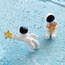 Fashion Women Surgical Steel Star Astronaut Asymmetric Stud Earrings Jewelry BX