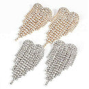 Rhinestone Tassel Earrings, Crystal Earrings, Large Heart Shape Sparkling D