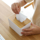 Home Kitchen Wooden Plastic Tissue Box Solid Wood Napkin Holder Case Storage Bj